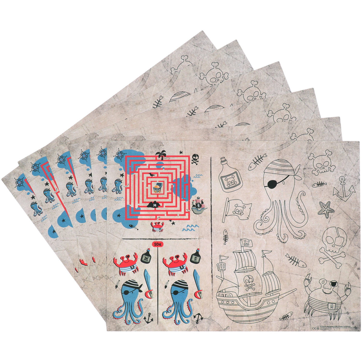 Activity Placemat - Pirate Party (6 pieces) - Anilas UK