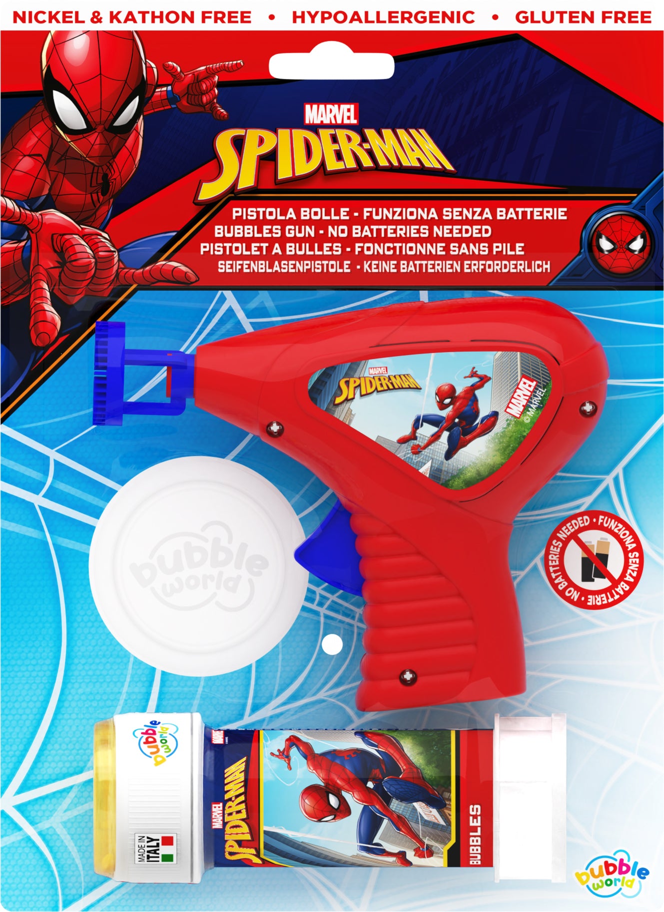 Spider-Man Bubble Gun with 60ml Bubble Tub - Anilas UK