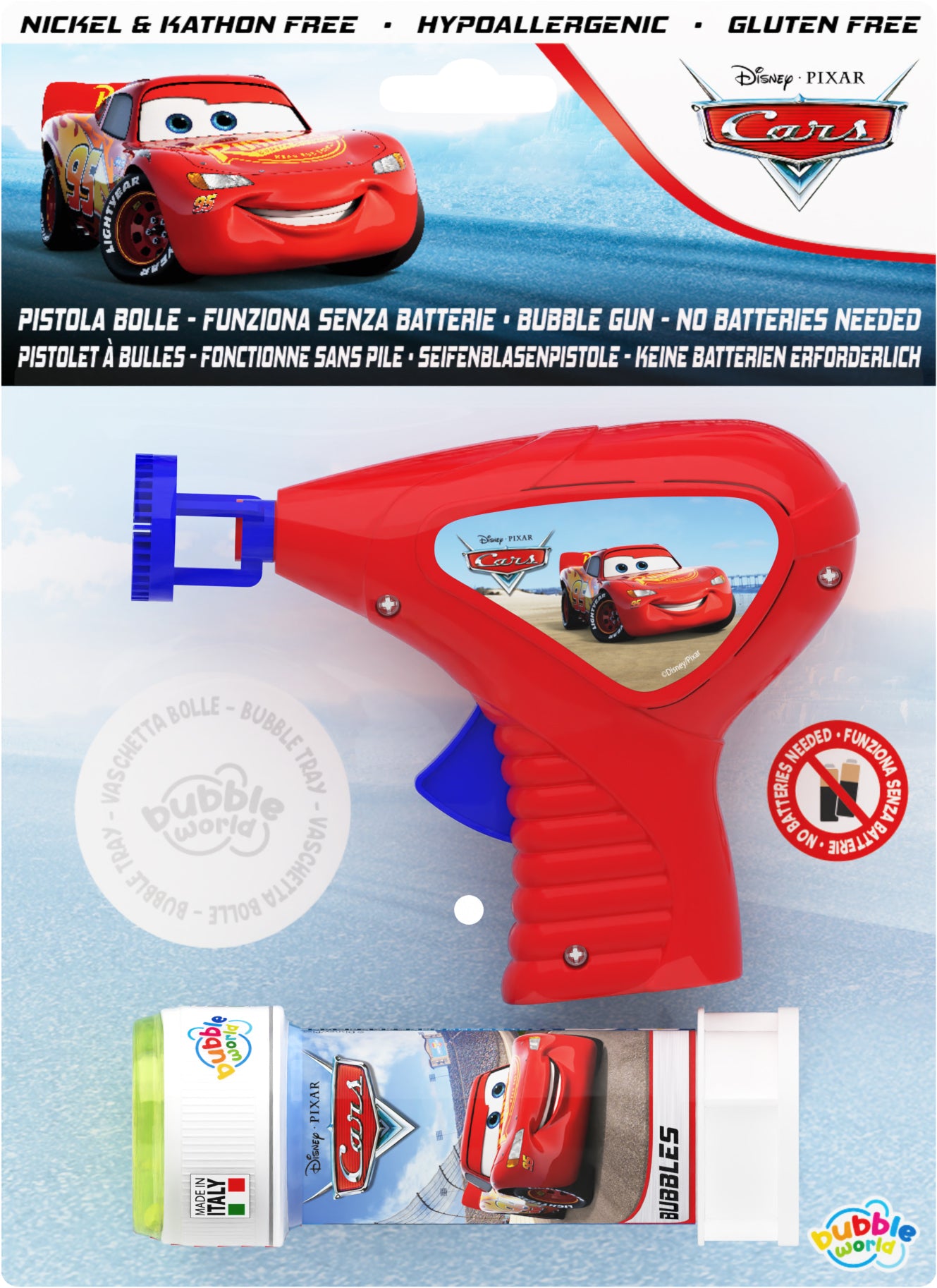 Disney Cars Bubble Gun with 60ml Bubble Tub - Anilas UK