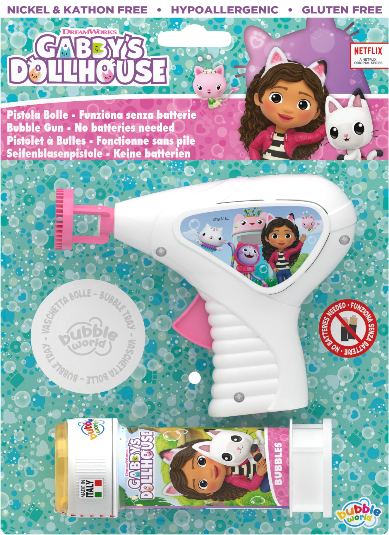 Gabby's Dollhouse Bubble Gun with 60ml Bubble Tub - Anilas UK