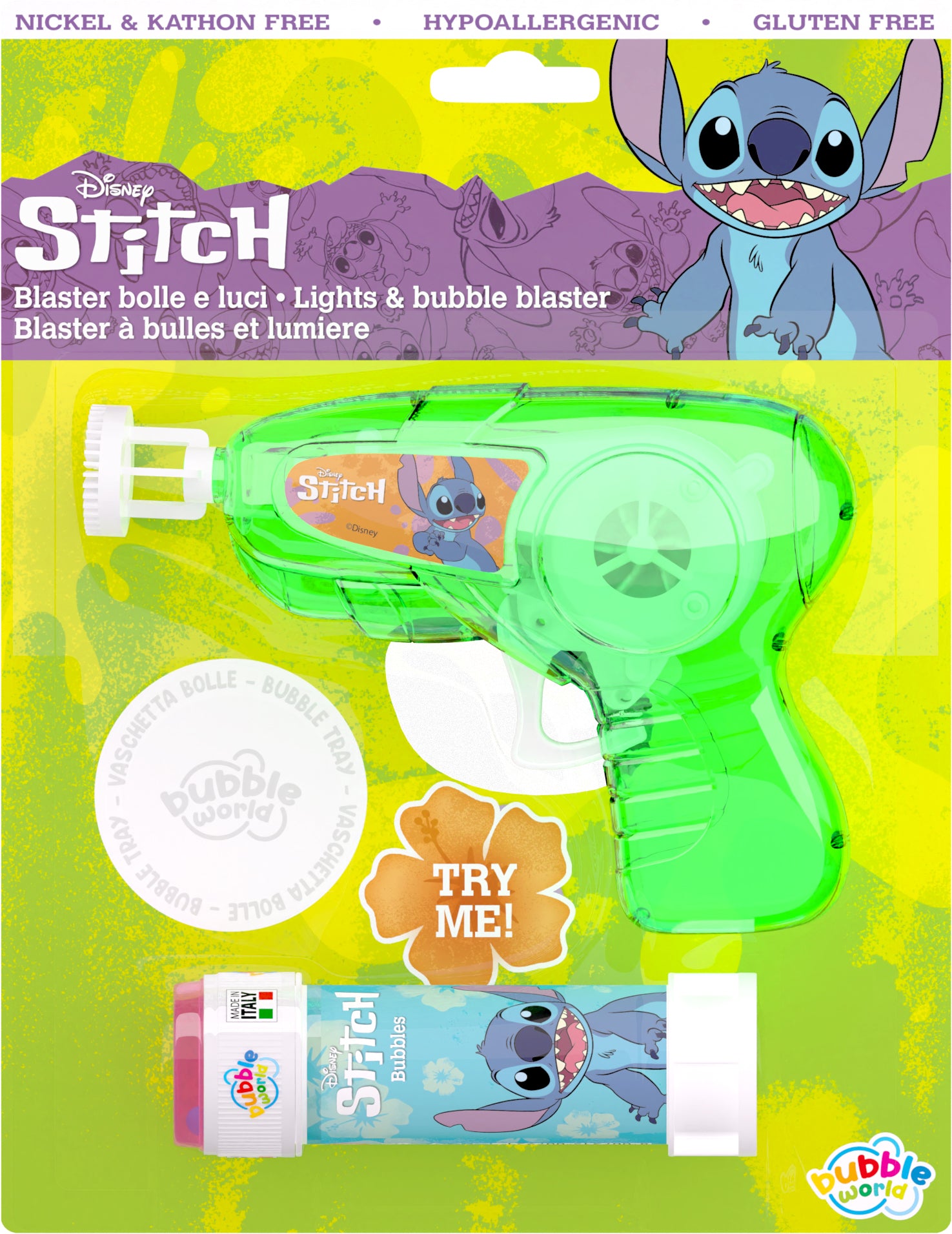 Disney Stitch Light Up Bubble Gun with 60ml Bubble Tub - Anilas UK