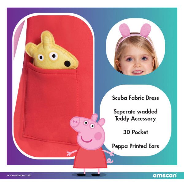 Peppa Pig Fancy Dress Costume including headband, leggings and teddy - Anilas UK
