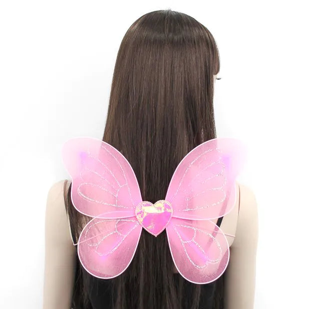 Small Sparkly Pink Fairy Wings 32 x 26cm - Anilas UK