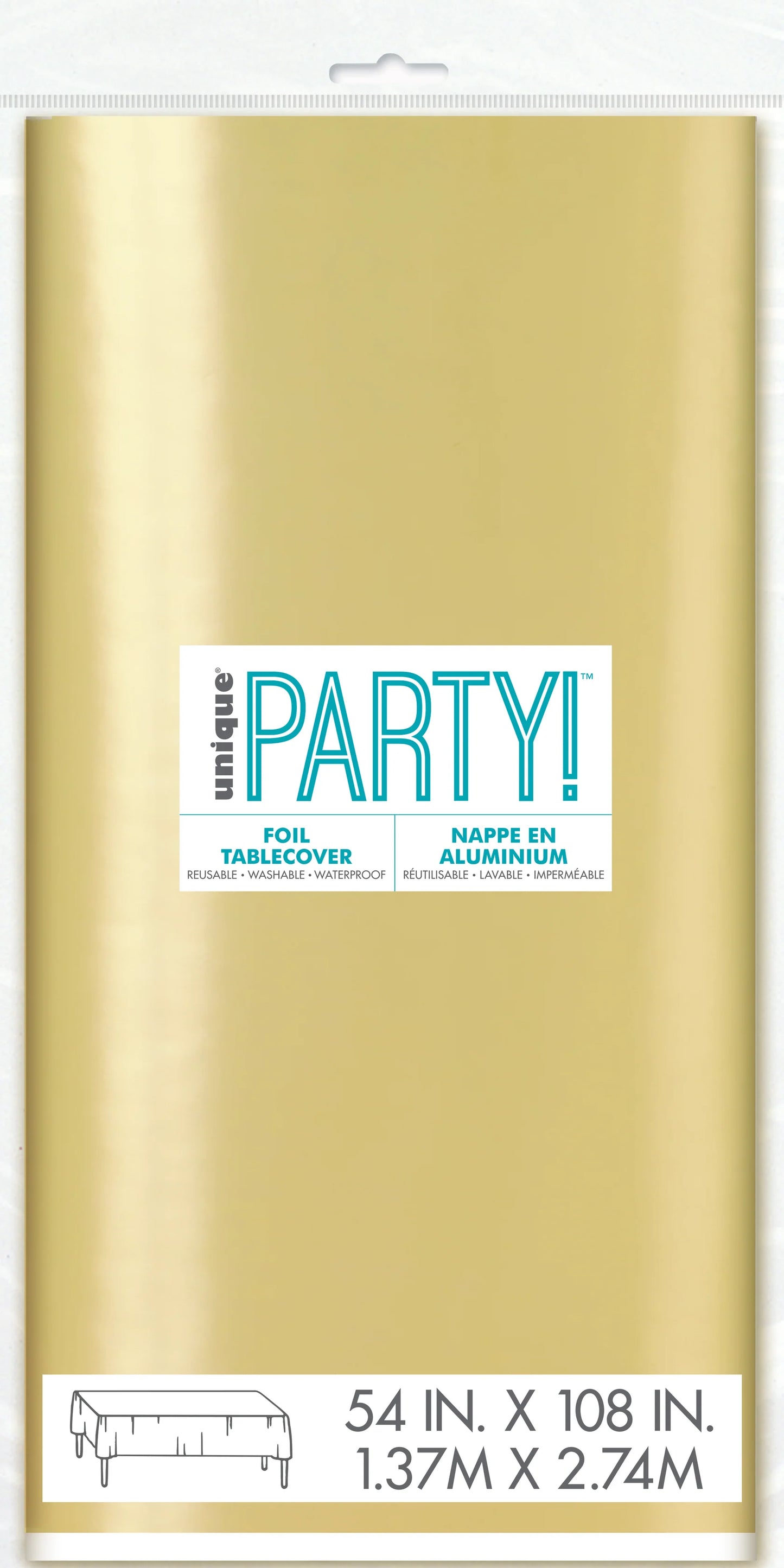 Gold Foil Party Table Cover (137x274 cm) - Anilas UK