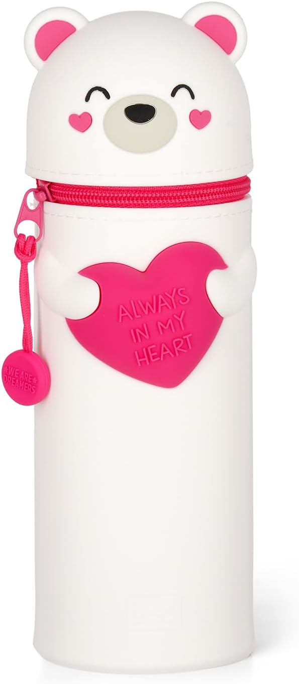 Legami Kawaii 2-In-1 Soft Silicone Pencil Case - Teddy Bear Valentine - Anilas UK