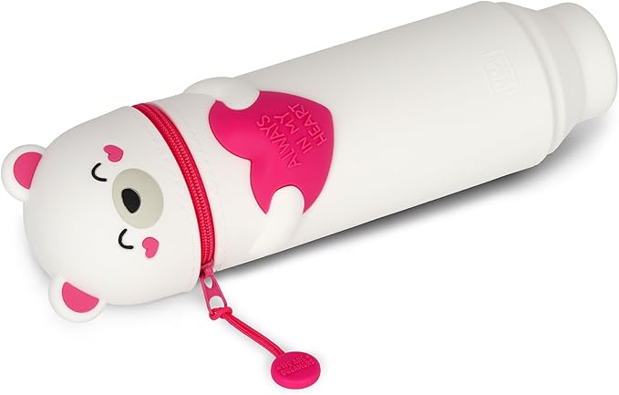 Legami Kawaii 2-In-1 Soft Silicone Pencil Case - Teddy Bear Valentine - Anilas UK