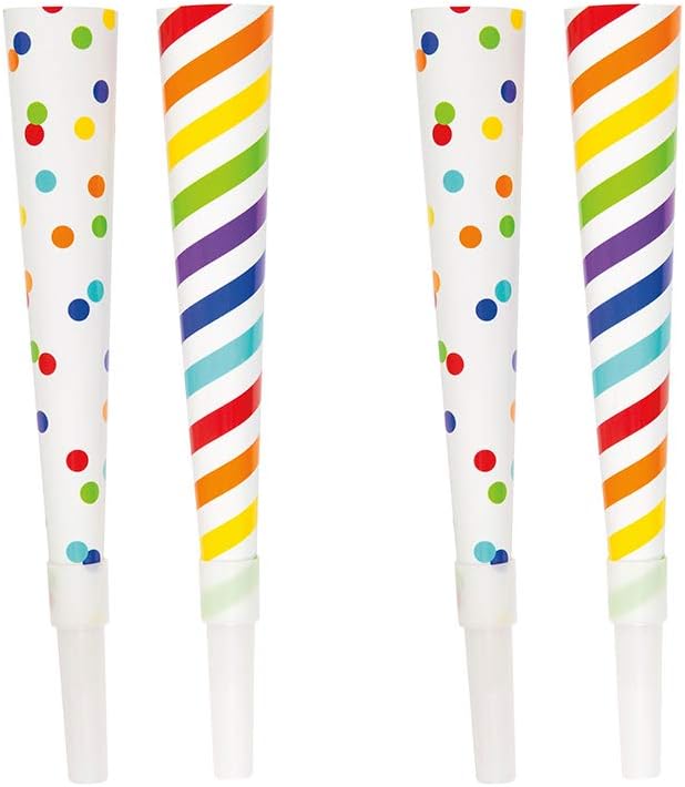 Children's Party Horns Striped and Dots Themed (6 pieces) - Anilas UK