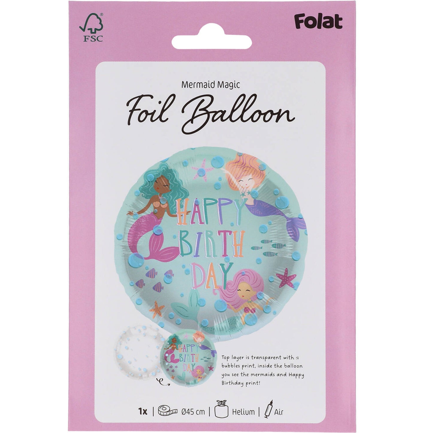 Mermaid Magic Foil Birthday Party Balloon (45 cm) - Anilas UK