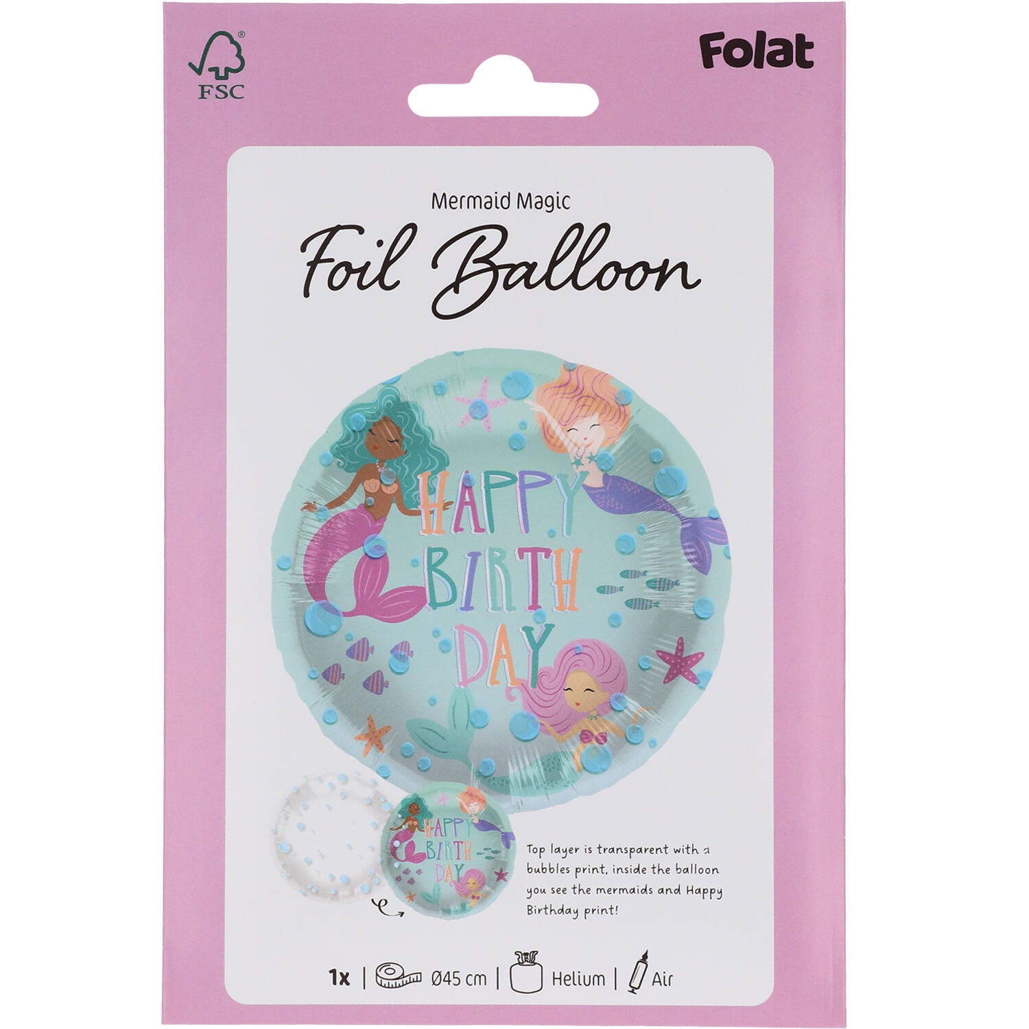 Mermaid Magic Foil Birthday Party Balloon (45 cm) - Anilas UK