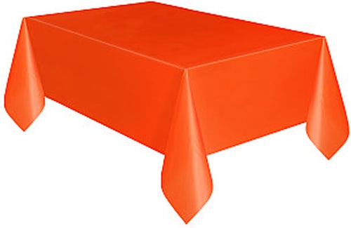 Pumpkin Orange Plastic Table Cover (137x274 cm) - Anilas UK