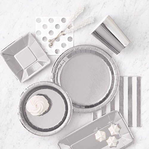 Silver Big Metallic Foil Party Paper Cups (Pack of 8) - Anilas UK