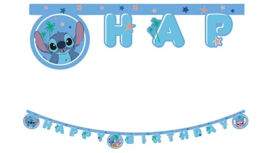 Stitch "Happy Birthday" Paper Letter  Banner - Anilas UK