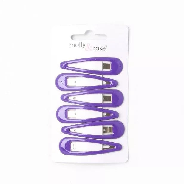 Pack of 6 Purple Hair Snap Clips -5 cm – Anilas UK