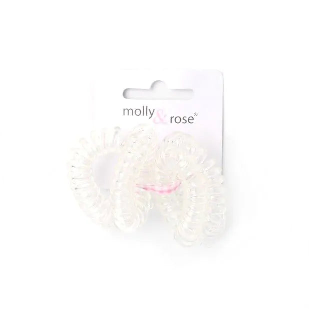 Clear Telephone Cord Hair Ties, 1 cm Thick, Set of 4, 3 cm Diameter - Anilas UK