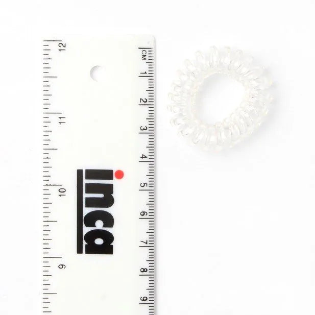 Clear Telephone Cord Hair Ties, 1 cm Thick, Set of 4, 3 cm Diameter - Anilas UK