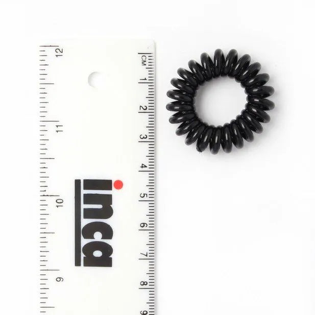 Black Telephone Cord Hair Ties, 1 cm Thick, Set of 4, 3 cm Diameter - Anilas UK