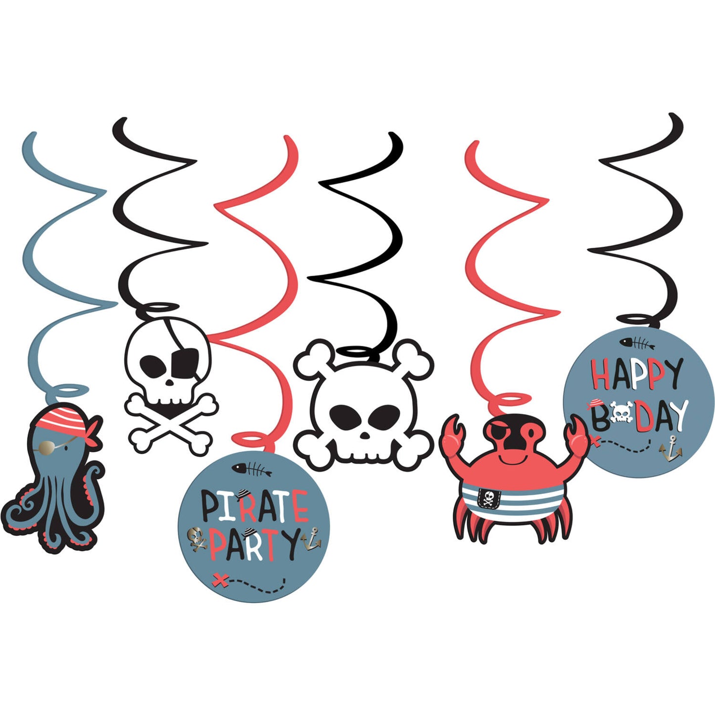HangingSwirl  Decoration - Pirate Party (6 pieces) - Anilas UK
