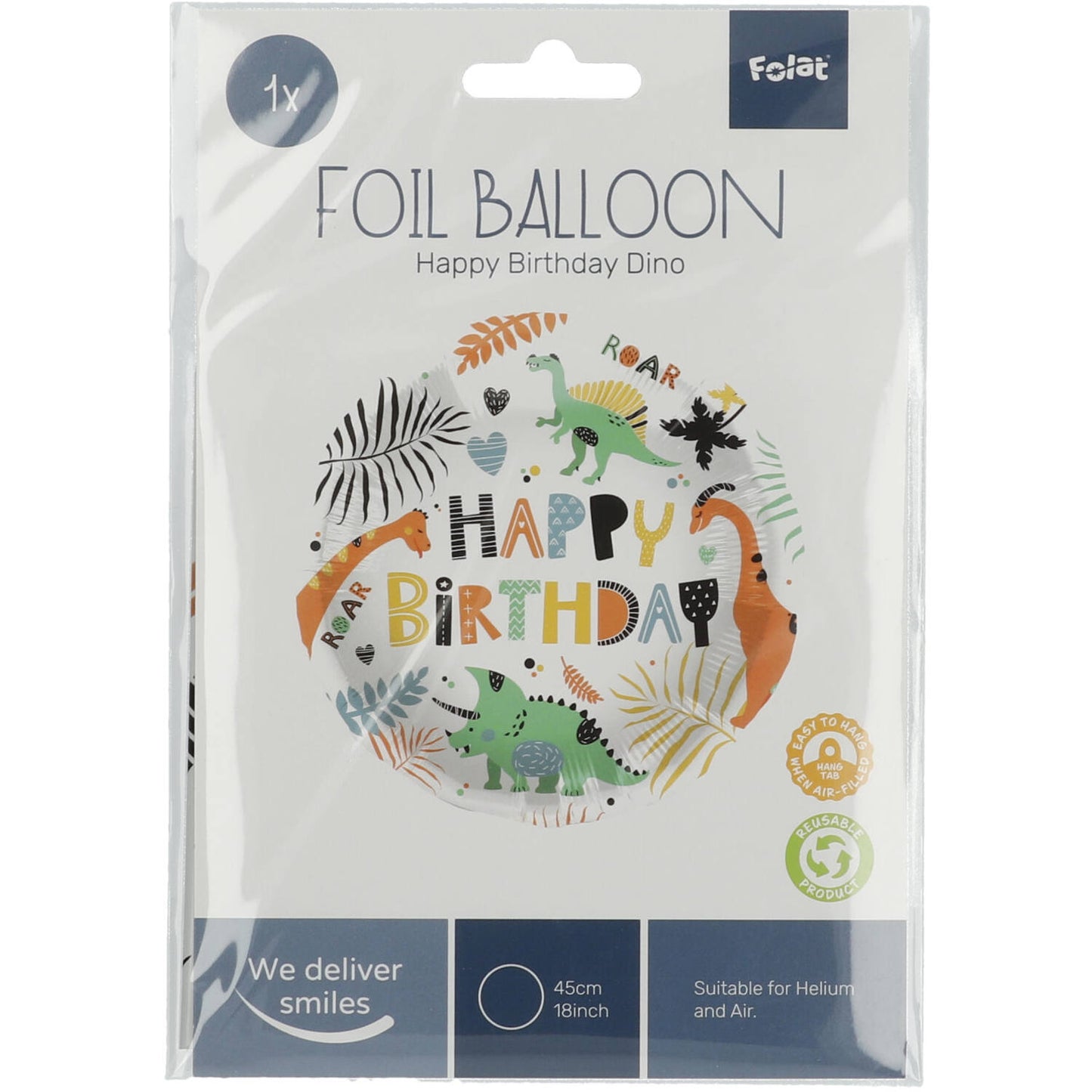 Dino Roars "Happy Birthday" Foil Party Balloon - (45 cm) - Anilas UK