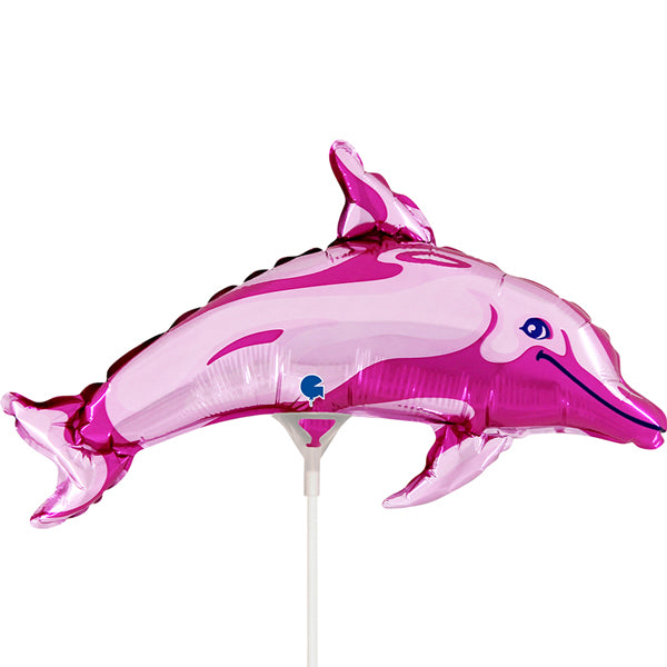 Pink Dolphin Air Fill Foil Mini Shape Balloon 36cm - Anilas UK