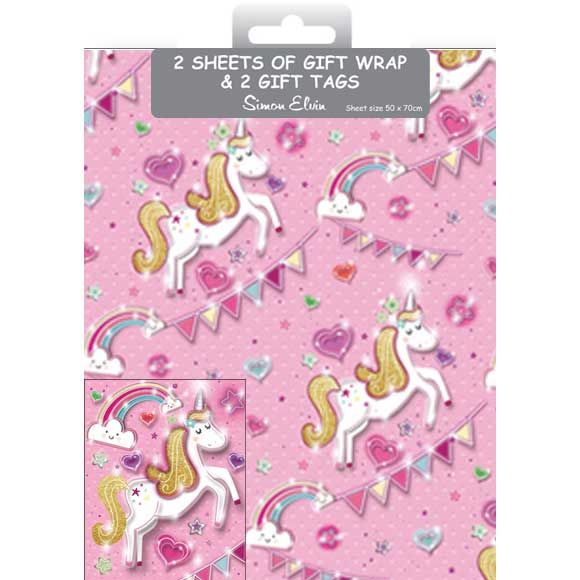 Unicorn wrapping paper and gift tags