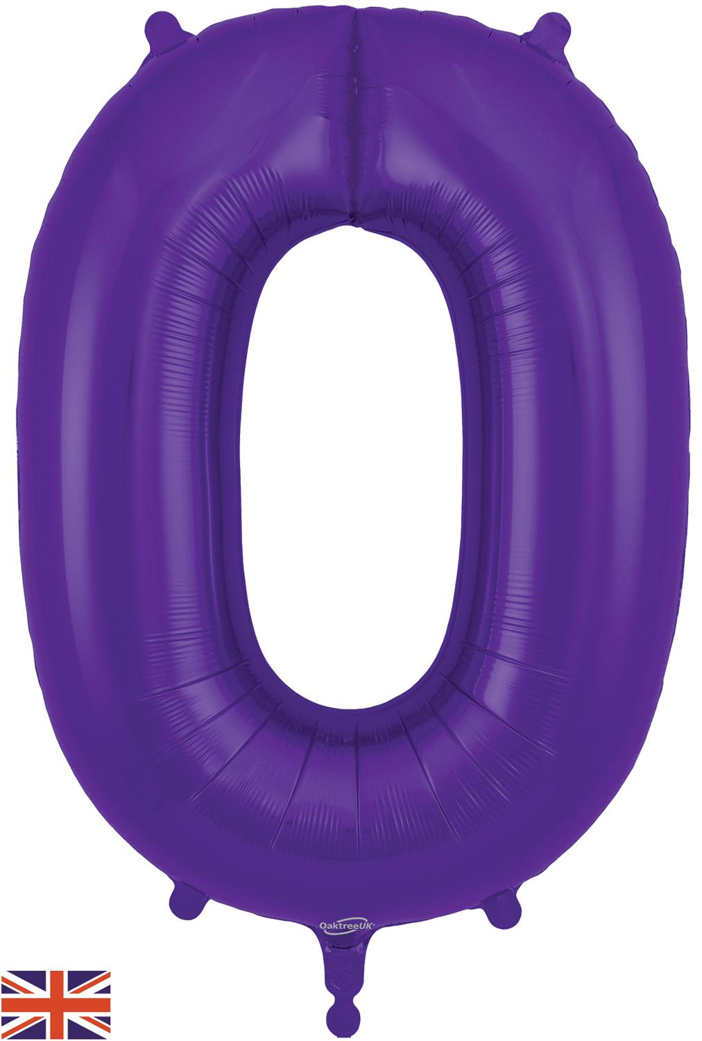 Purple Number 0 Jumbo Foil Balloon 86cm - Anilas UK