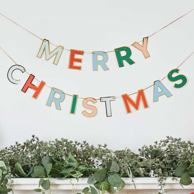Merry Christmas Card Banner 2.5m - Anilas UK