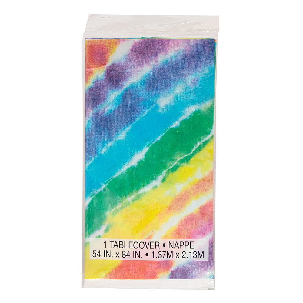Tie Dye Rainbow Plastic Party Table Cover (137x213 cm) - Anilas UK