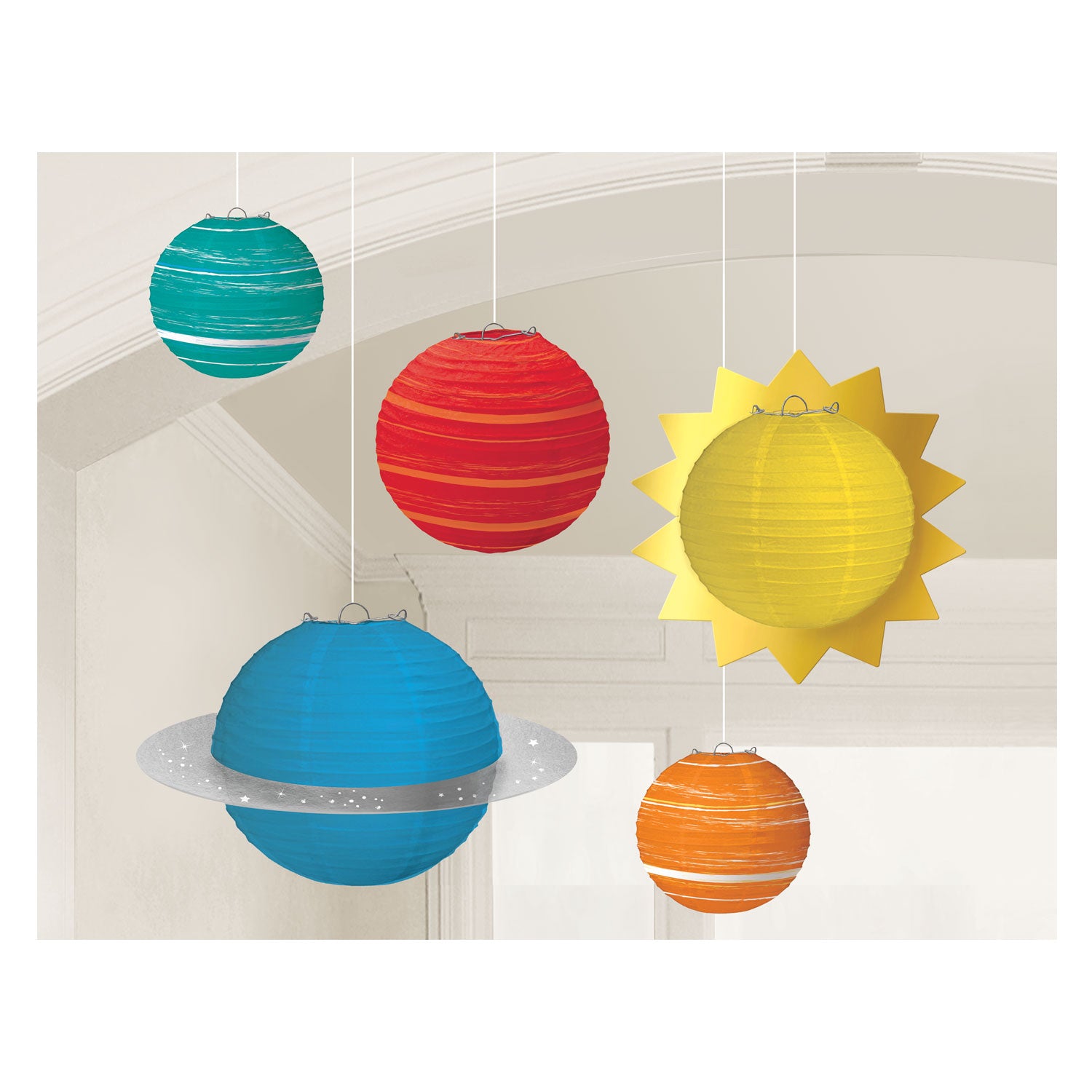 Space Blast Off Birthday Paper Lanterns - Anilas UK