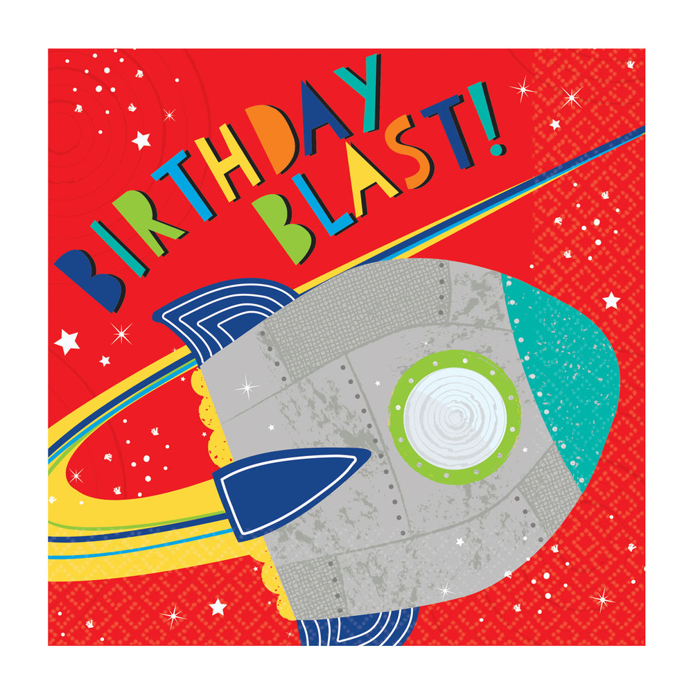 Space Blast Off Birthday Napkins (Pack of 16) - Anilas UK
