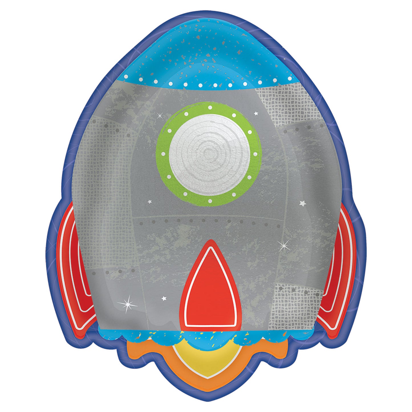 Blast Off Birthday Rocket Ship Shaped Plates (Pack of 8) - Anilas UK