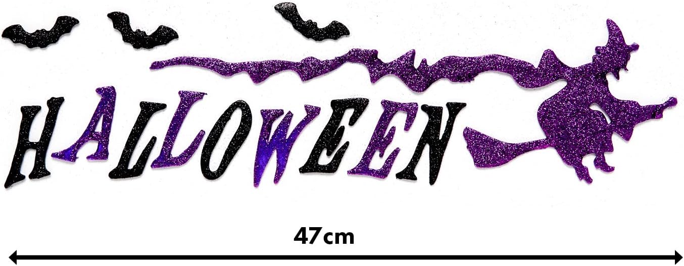 Halloween Purple Glitter Witch Window Gel Clings - Anilas UK