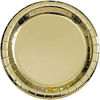 Gold Metallic Foil Paper Plates - 21.9cm ( Pack of 8) - Anilas UK