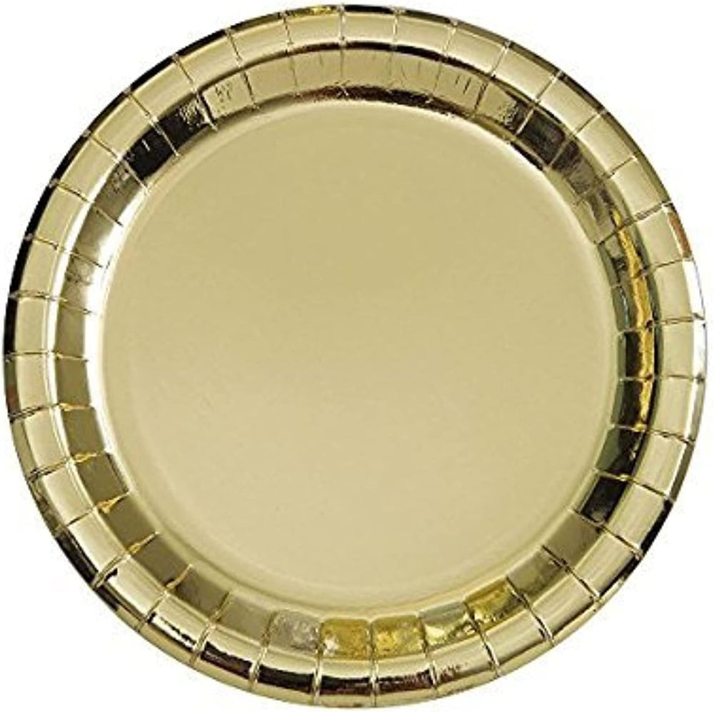 Gold Metallic Foil Paper Plates - 21.9cm ( Pack of 8) - Anilas UK