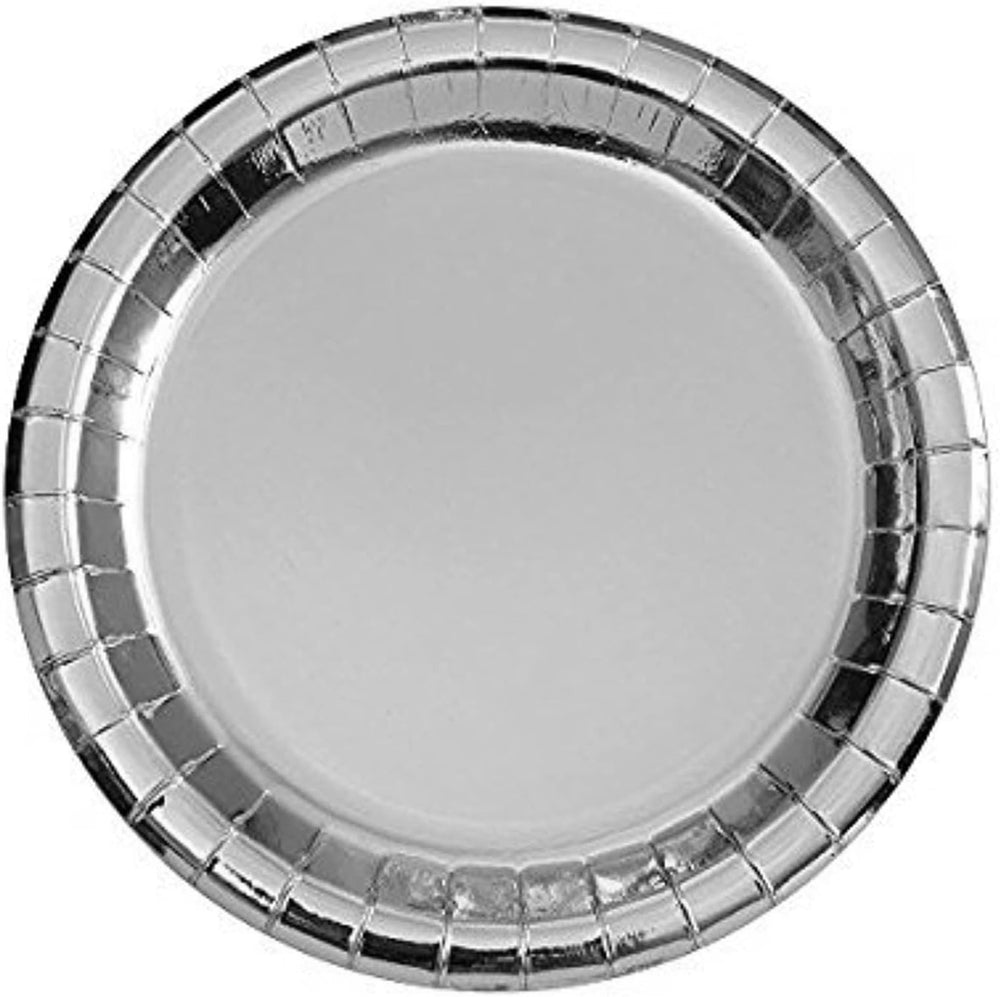 Silver Paper Plates - 21.9cm ( Pack of 8) - Anilas UK