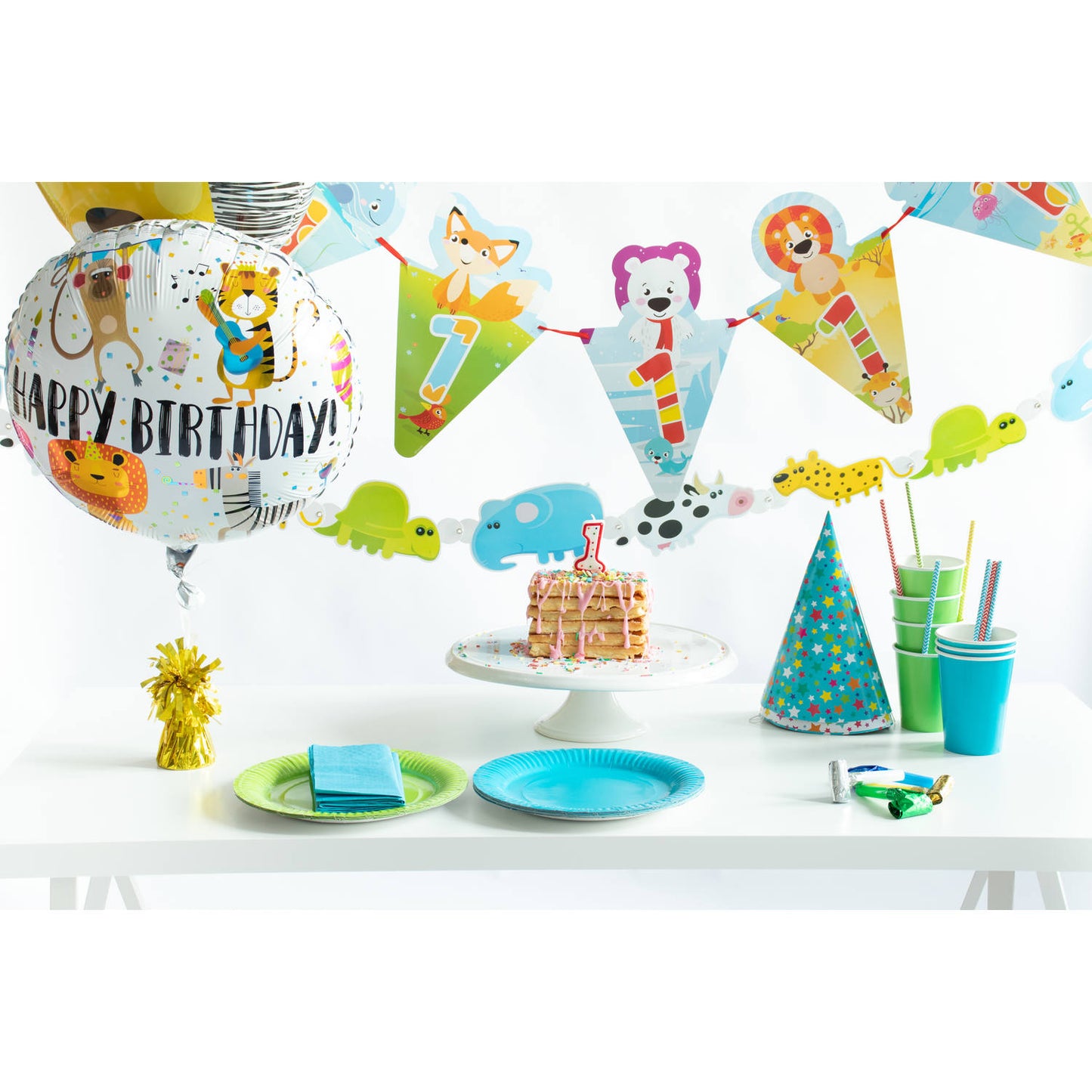 Happy Birthday Animals Foil Balloon 45 cm - Anilas UK