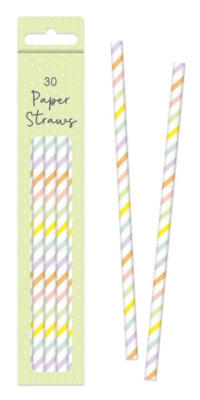 Pastel Colour Stripe Paper Straws (Pack of 30) - Anilas UK