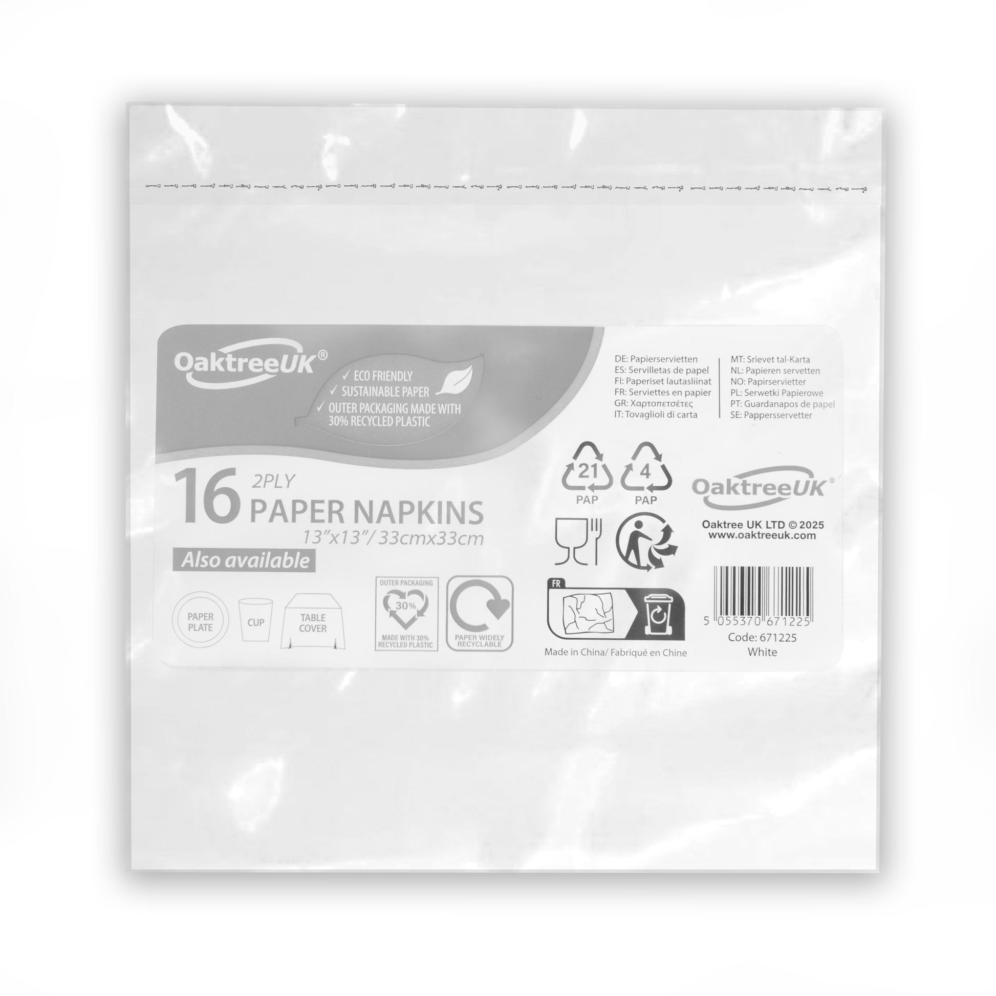 White 2 Ply Napkins (Pack of 16) - Anilas UK