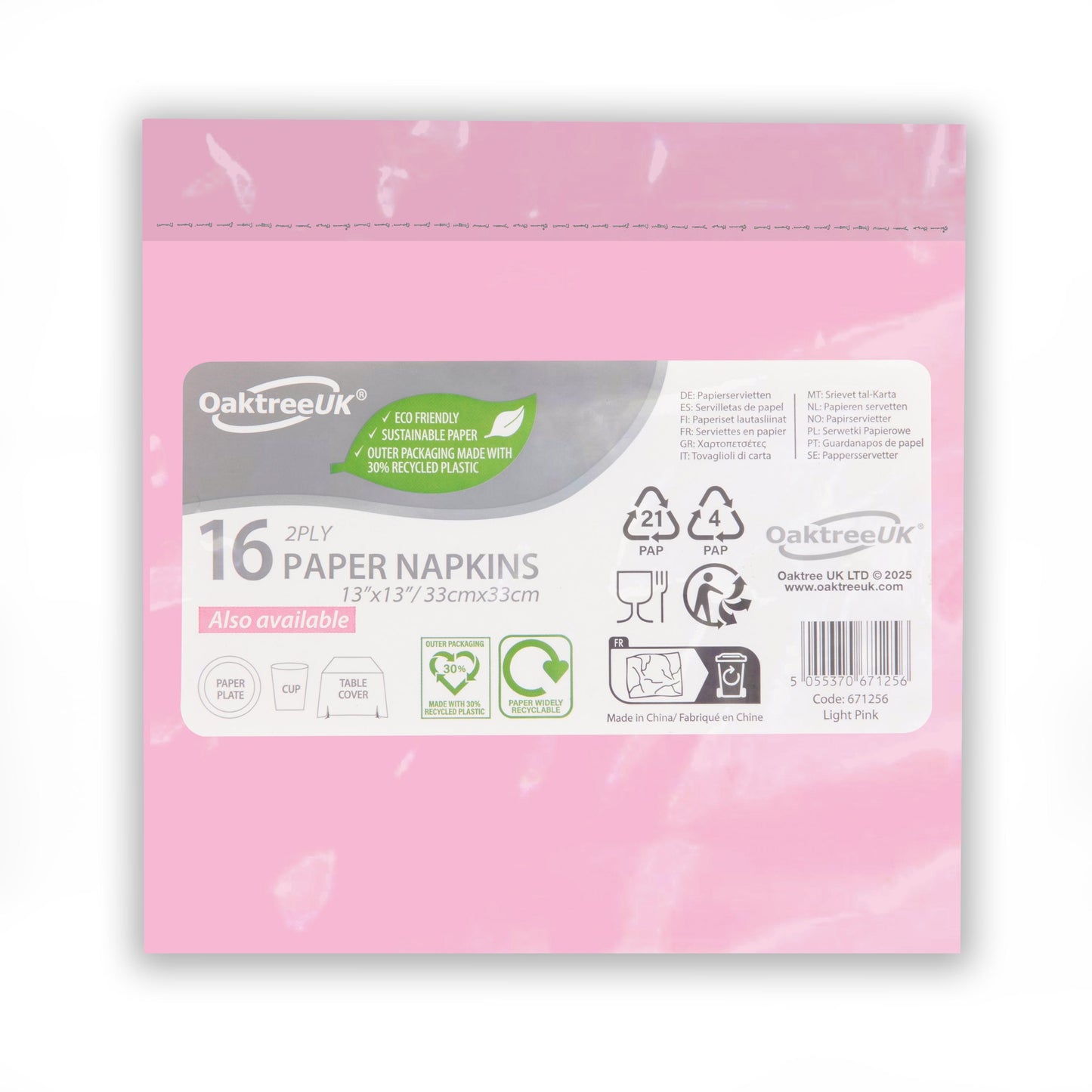 Light Pink 2 Ply Napkins (Pack of 16) - Anilas UK