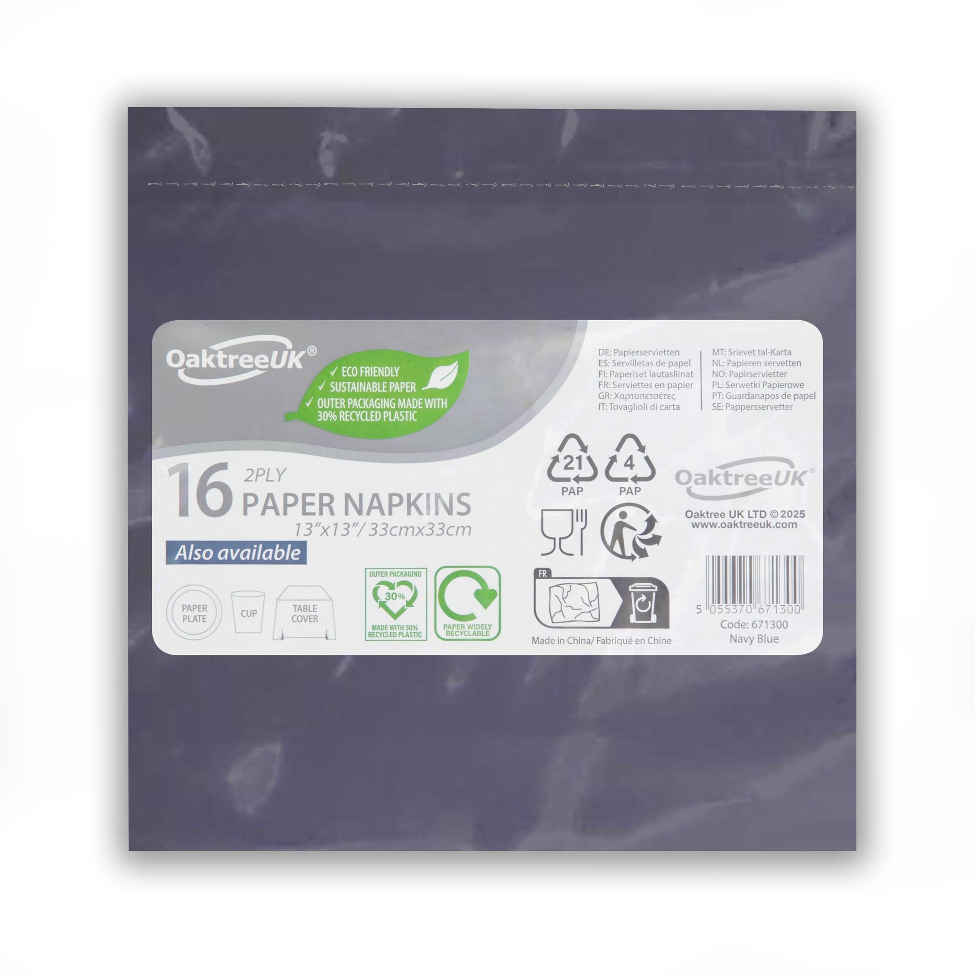 Navy Blue 2 Ply Napkins (Pack of 16) - Anilas UK