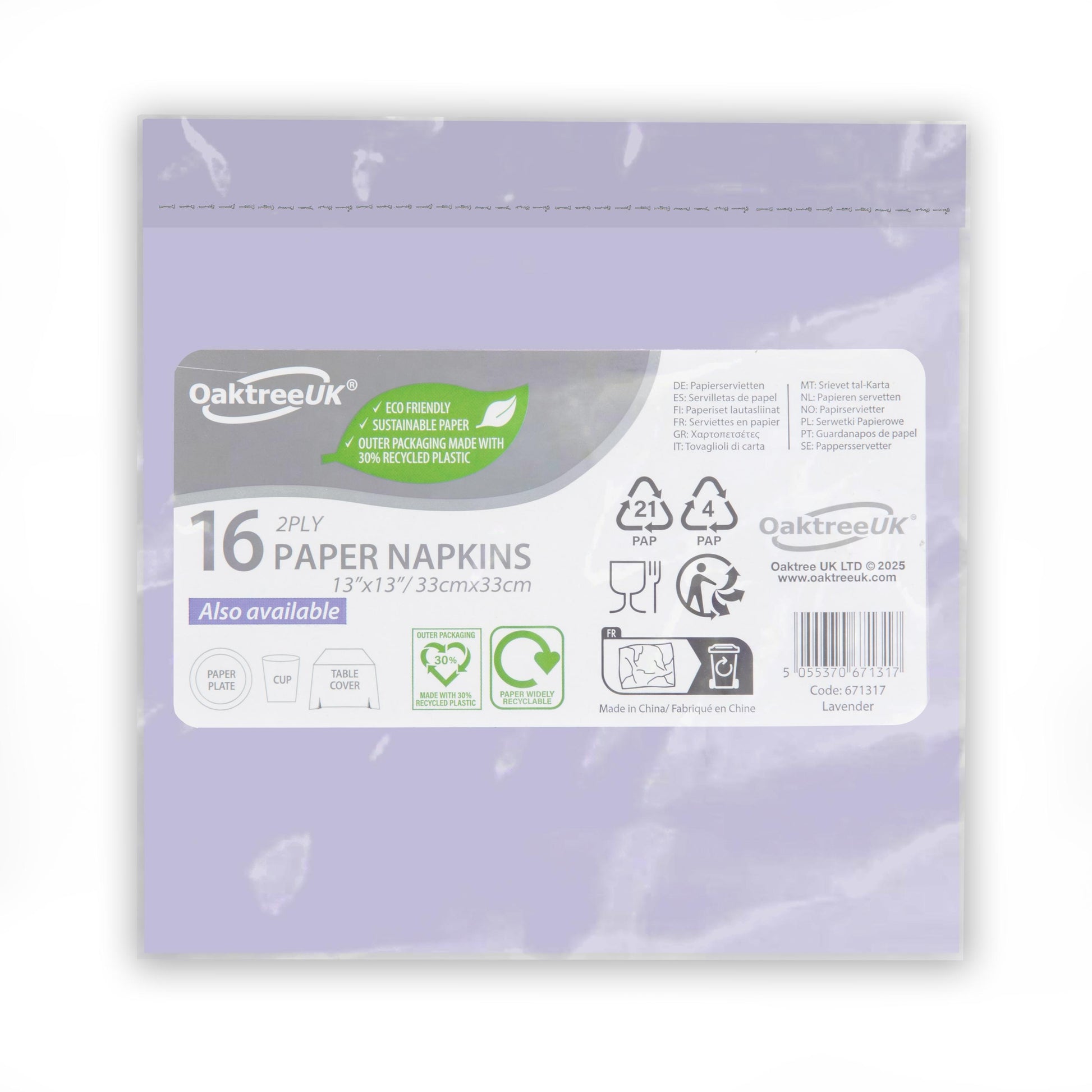 Lavender 2 Ply Napkins (Pack of 16) - Anilas UK