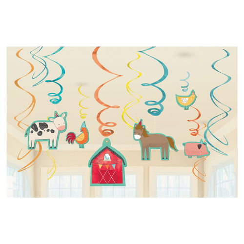 Barnyard Birthday Swirl Decorations (Pack of 12) - Anilas UK