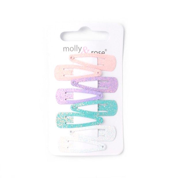 Card of 8 Frosty Glitter Bendies Snap Clips Sleepies Hair Accessories 3cm - Anilas UK