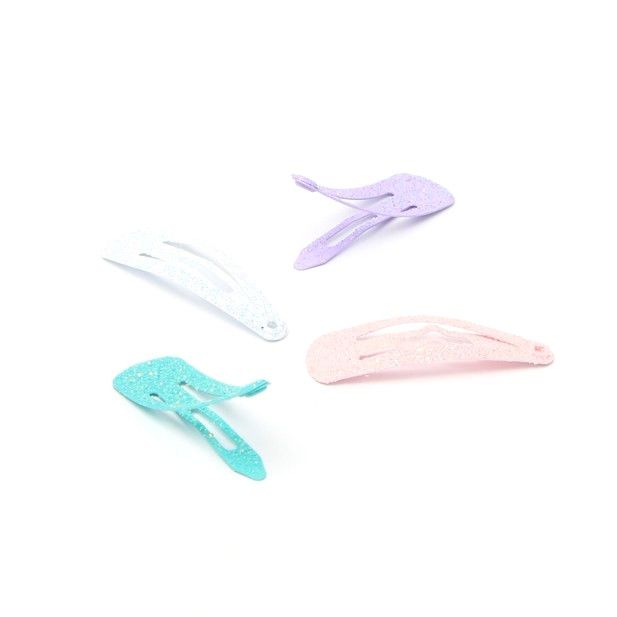 Card of 8 Frosty Glitter Bendies Snap Clips Sleepies Hair Accessories 3cm - Anilas UK