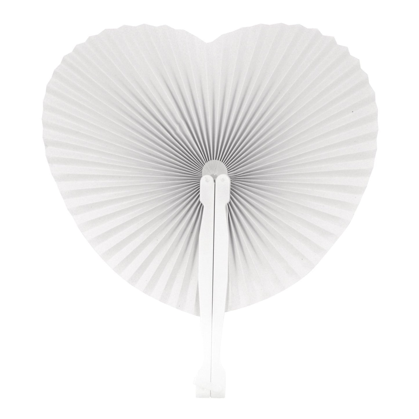 White Paper Heart Fan with Plastic Handle - Anilas UK