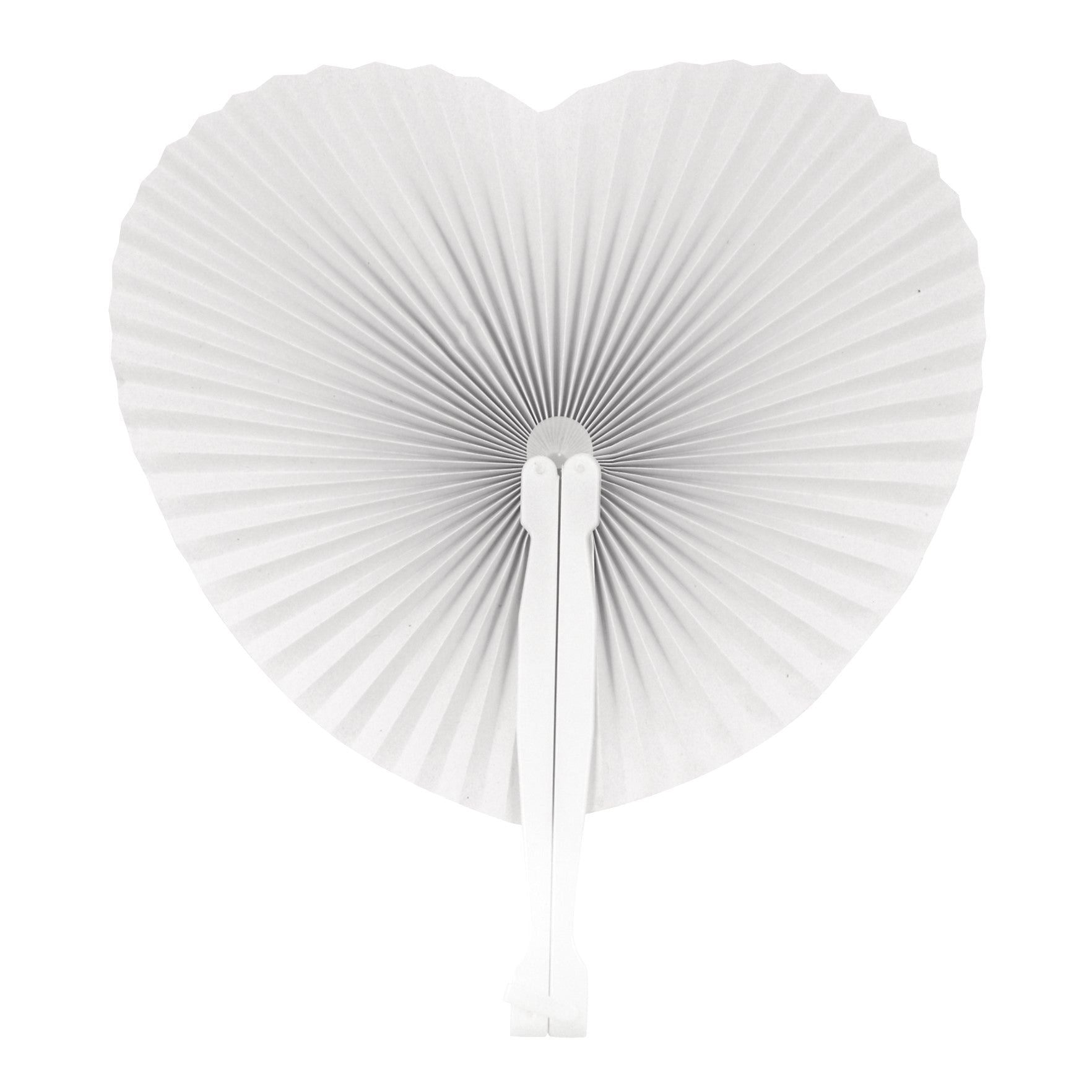 White Paper Heart Fan with Plastic Handle - Anilas UK
