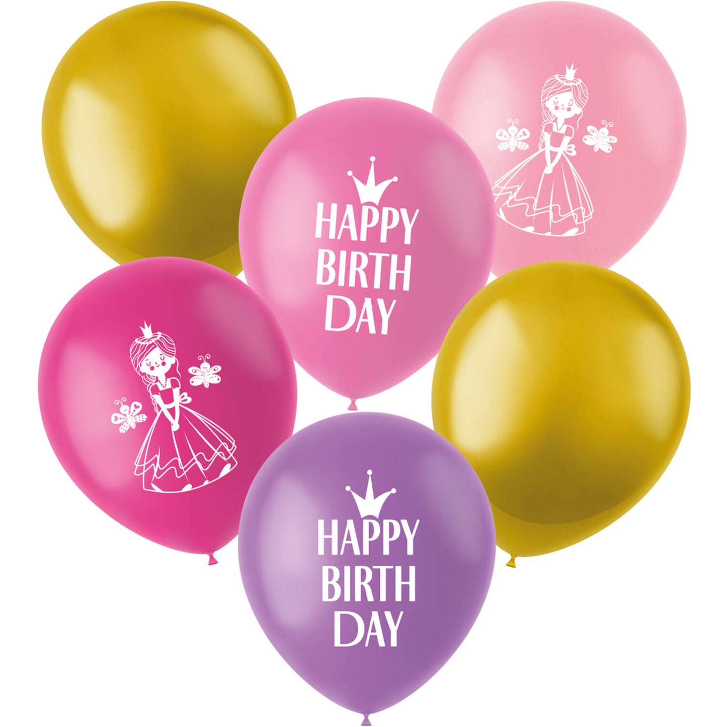 Pretty Princess Latex Birthday Party Balloons - 33 cm - 6 pieces) - Anilas UK