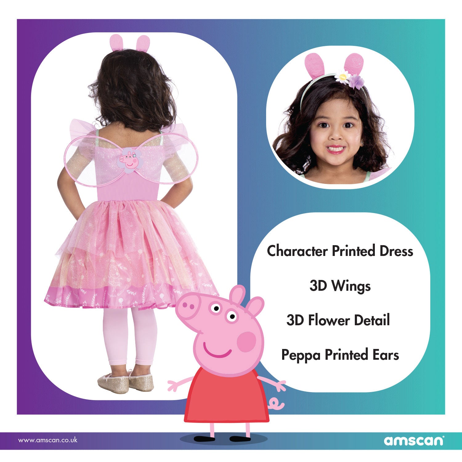 Peppa Pig Fairy 3 Pieces Costume - Anilas UK