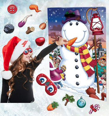 Christmas Stick the Nose on the Snowman Party Game - Anilas UK