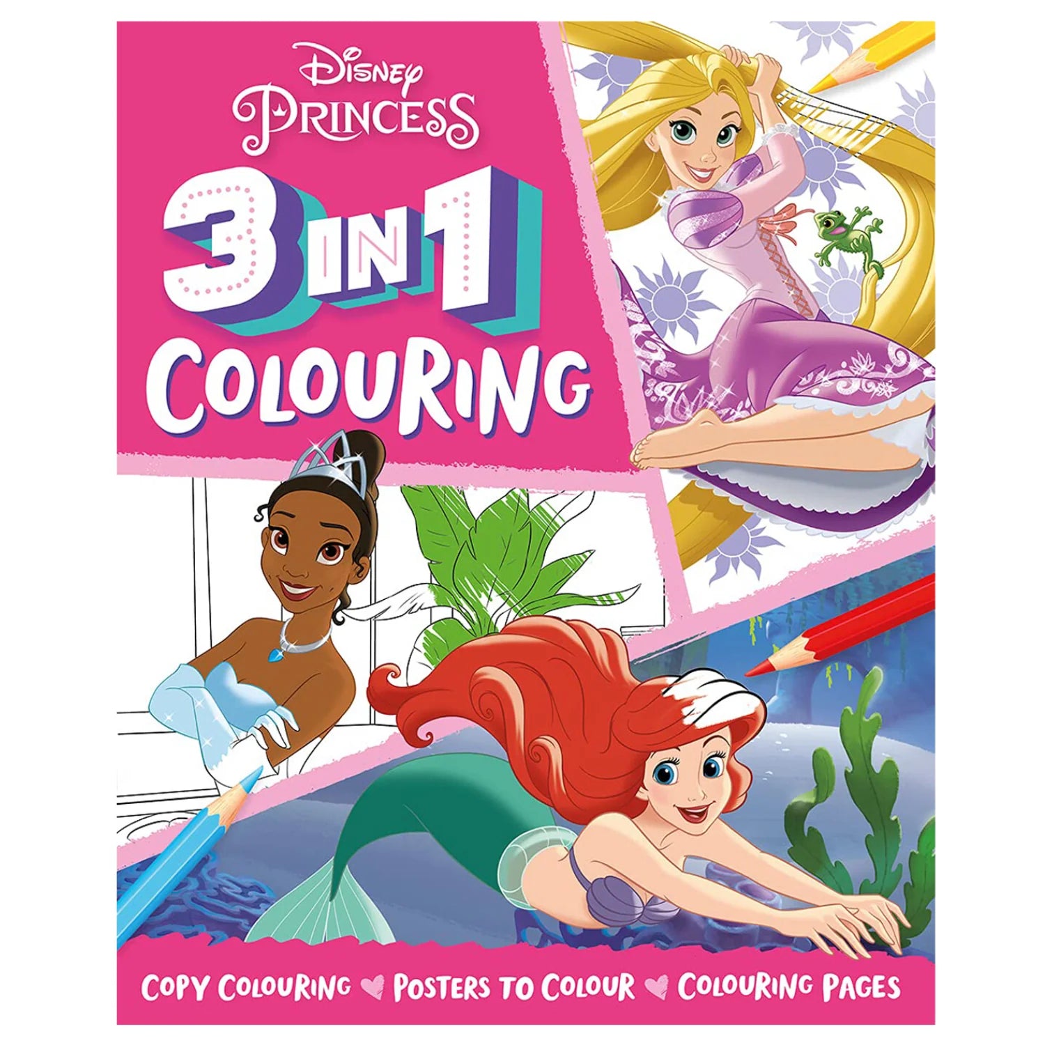 Disney Princess 3-in-1 Colouring Book, 32 Pages - Anilas UK