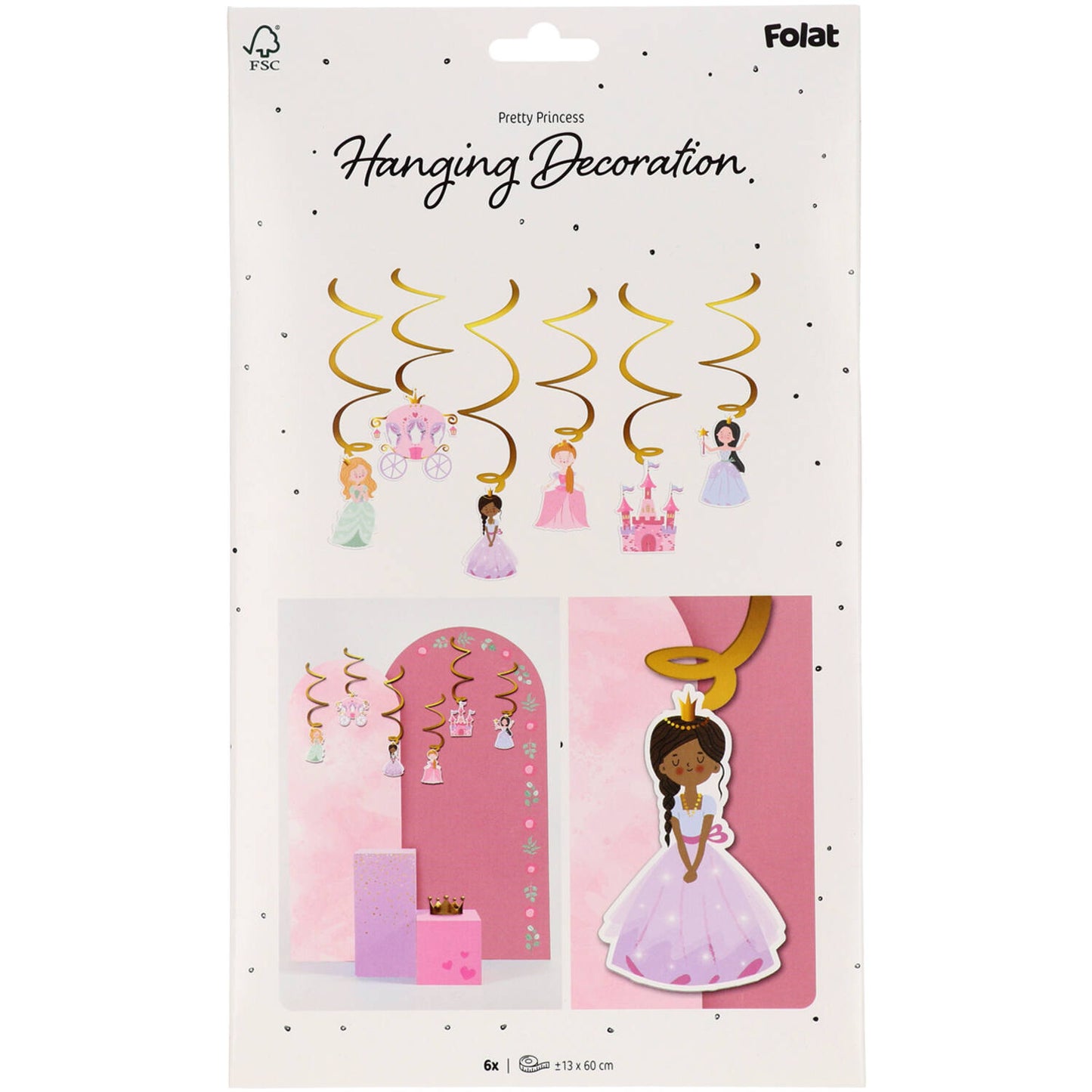 Hanging Swirl Decoration - Pretty Princess (6 pieces) - Anilas UK